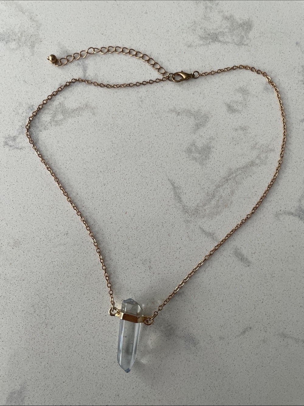 Forever 21 Clear Quartz Point Pendant Necklace